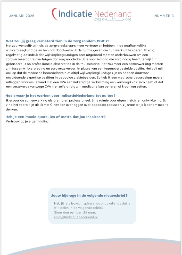 Interview met Toks Omosebi in de nieuwsbrief van Indicatie Nederland, januari 2026 nummer 3, pagina 3